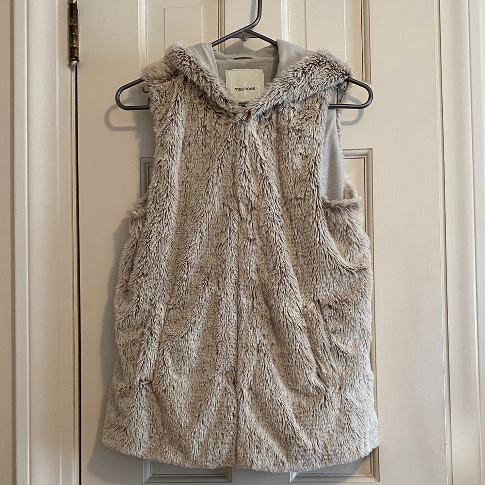 Teddy Bear Faux Fur Hooded Vest